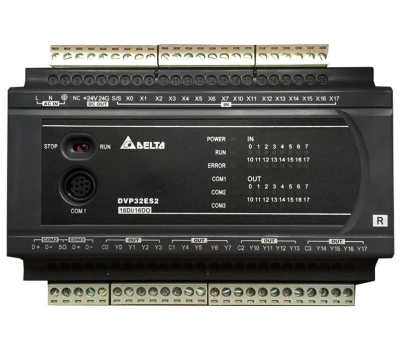 DVP32ES200R 32 Point, 16DI/16DO (Relay), 100~240 AC Power, 3 COM: 1 RS232 & 2 RS485